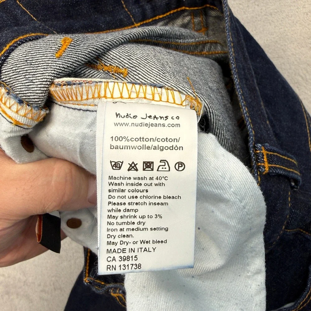 Nudie Jeans Mens 26x30 Blue Thin Finn‎ Dry Flat Selvage Indigo Wash Slim Preppy